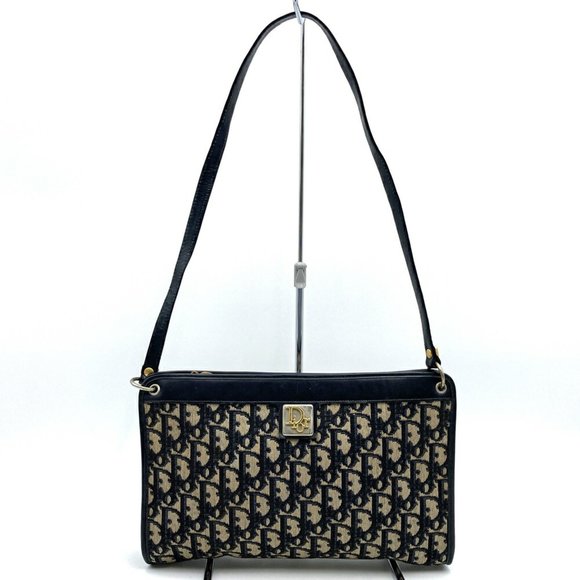 Dior Trotter Canvas Shoulder Bag Navy Canvas shoulder - Picture 1 of 9